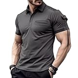 Wekumgy Playeras Polo Hombre, táctica, Tipo Duro, músculos, Camiseta Casual Top, Manga Corta, Botones, para Trabajo,...