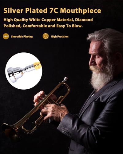 image for Eavnbaek Bb Standard Trumpet Set for Beginner or Advanced Student, Bra