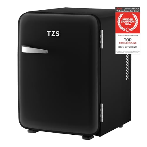 TZS First Austria Minifrigorífico silencioso | diseño retro | potencia de refrigeración ajustable | tirador de puerta | sistema de refrigeración termoeléctrico | 40L | negro