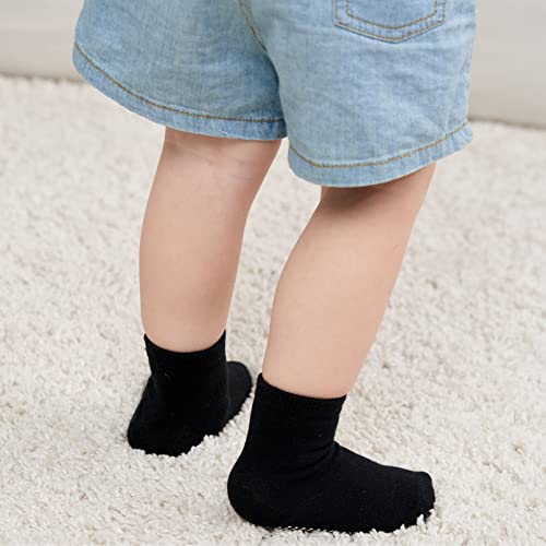 ZAPLES Baby Non Slip Grip Crew Socks with Anti Skid Soles for Infants Toddlers Kids Boys Girls