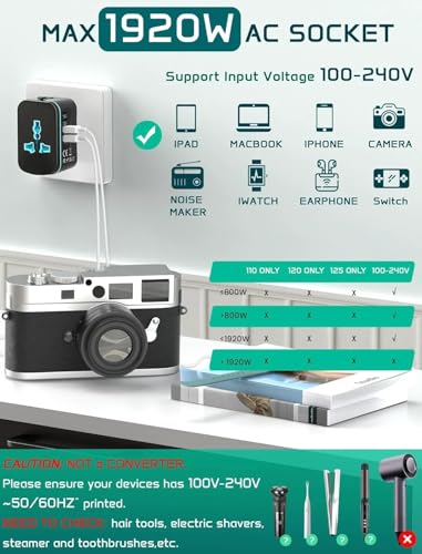 Image of rts 5 in 1 Universal Charger Adapter PD20W, with 2 Type C 2 USB Port Universal Travel Adapter, Travel Essentials 2 USB-C 3.4A Worldwide International Universal Travel Adapter All in one Travel Plug
