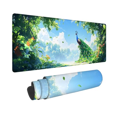Gaming Mauspad, Mousepad XXL 1600 x 800 mm Mouse Pad mit Wasserdicht und Anti-Rutsch Großer Tischunterlage für Büro&Zuhause Verbessert Präzision und Geschwindigkeit Gaming Zubehör (Waldpauwen) K-673