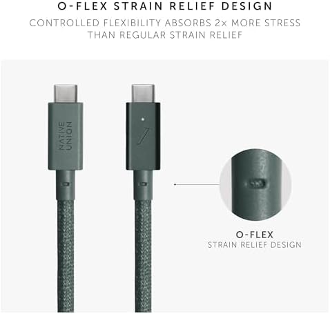 Native Union BELT-CABLE-TYPE-C-C-PRO-SLATE GREEN-2.4M 240W, USB-C Cable, 8M, Grey, Compatible with Laptop, Monitor, Other Type-C Devices