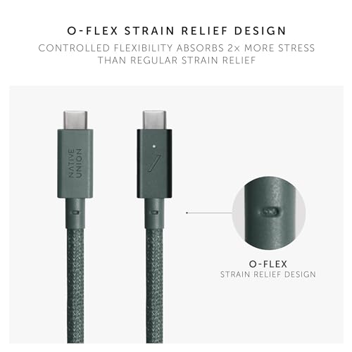 Native Union BELT-CABLE-TYPE-C-C-PRO-SLATE GREEN-2.4M 240W, USB-C Cable, 8M, Grey, Compatible with Laptop, Monitor, Other Type-C Devices