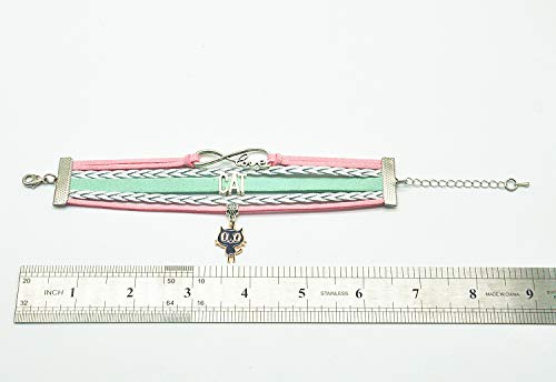 HCChanshi Cat Bracelet Jewelry - Leather Infinity Love Cat Gifts Cat BFF Jewelry Bracelet Gifts For Women, Girls, Men, Boys, Cat Lover, Cat Owner, Cat Themed Gifts (Pink,Silver and Mint Green) - Image 4