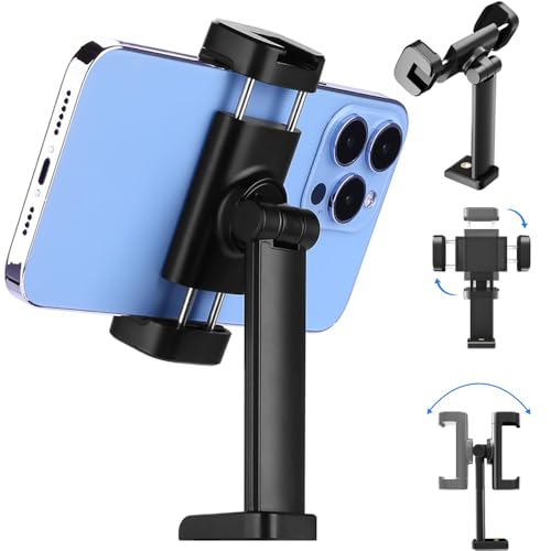 Image of BROLAVIYA Mobile Tripod Mount with 1 /4 inch Screw Thread, 360 Rotate 180 Tilt Phone Holder with Cold Shoe, Versatile Mount Adapter for iPhone, Tripod, Selfie Stick, Camera Stand