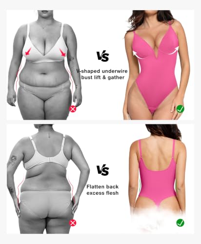 Image of Popilush Shapewear Bodysuits for Women Tummy Control Body Suits Corset Tops | Shapewear Tummy Control,Deep V Neck Backless Snatched Body Shaper,Summer Concert Outfit Going Out Tops,Sleeveless Corset Tops