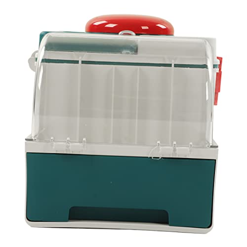 Box Cute Ambulance Shape Double Layer Large Capacity Storage Box with Portable Handle Green (Green)