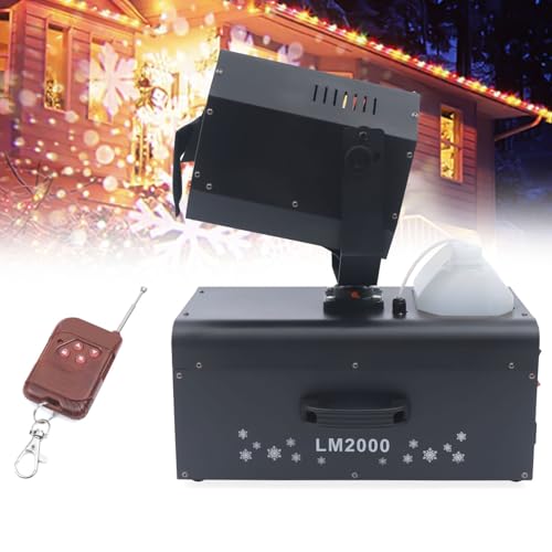 Snow Machine w/Remote, 2000W Snowflake Effect Machine Stage Snow Flake Maker Machine, 90° Rotatable, Adjustable Snow Volume, maximum Area 30m³/1059ft³, for Indoor Outdoor