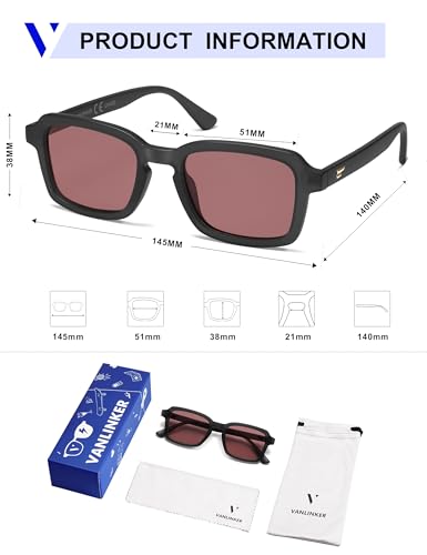 Image of VANLINKER Polarized Trendy Square Sunglasses for Women Men 2026 Retro Chic Cute Shades VL9849