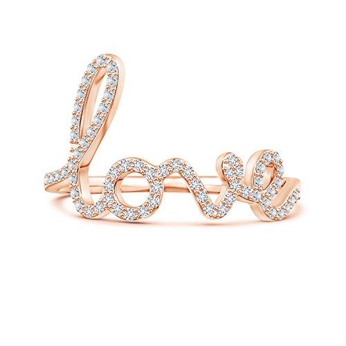 Lab Grown Diamond Cursive LOVE Script Ring Prong Set in 14k Solid Gold/Silver | April Birthstone Jewelry, Wedding, Valentine, Birthday, Anniversary, Christmas Gift For Women2