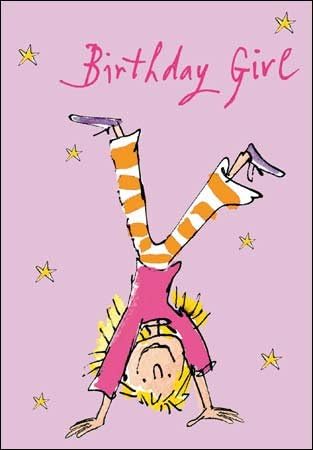 Greeting card - Girl's birthday - Handstand by Quentin Blake