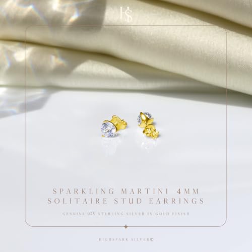 Image of HIGHSPARK 925 Silver inchSparkling Martini inch Solitaire Earrings | 92.5 Sterling Silver and Diamond like Brilliance Sparkling Zirconia | Lovely Gift