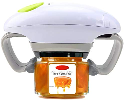 Electric Jar Opener, Kitchen Can Opener, for Seniors with Arthritis, Weak Hands,Bottle Opener for Arthritic Hands, Manual Can Opener, White