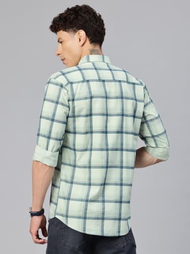 Image of Majestic Man Comfort Slim Fit Pure Cotton Checked Casual Shirt