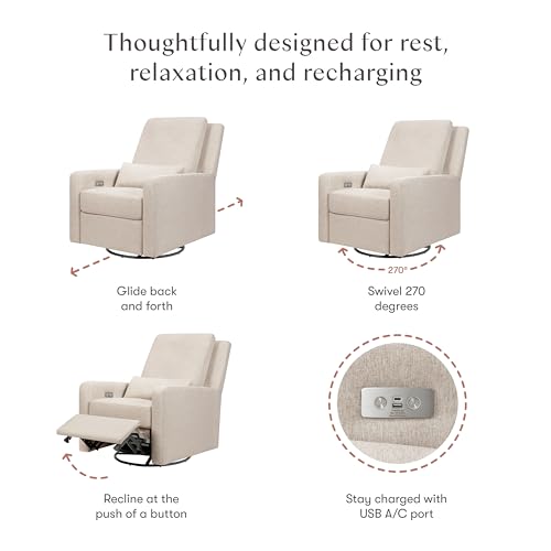 Image of babyletto Sigi Power Recliner and Glider in Performance Beach Eco-Weave