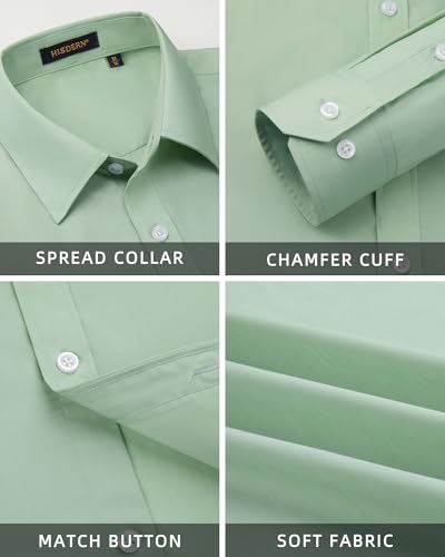 Image of HISDERN Mens Dress Shirt with Tie Pocket Square Set Classic Button Down Shirt Matching Tie Long Sleeve Shirts