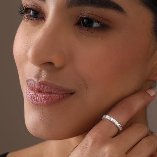 LeCalla 925 Sterling Silver Textured Rings for Women & Men | Minimalist 14K Gold-Plated Croissant Braided Twisted Signet Chunky Dome Ring | Stackable Eternity Wedding Statement Band Ring2