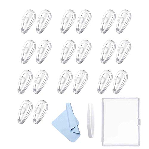 10 Pairs 15mm Push-in Eyeglass Nose Pads Soft Silicone Anti-Slip Air Chamber Glasses Nose Pads Repair Kit for Eyeglasses Sunglasses