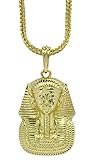 NewAgeBling Pharaoh King TUT 14k Gold Plated Egyptian 24' Franco Pendant Chain Set Hip Hop