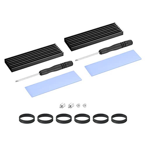 Meccanixity 2 Pack M.2 2280 Nvme Ssd Heatsink Cooler Alloy Aluminum Heat Sink With Mounting Screws Screwdriver Kit,1Mm Thermal Pad, For Laptop, 70 * 22 * 6Mm, Black #TOP23