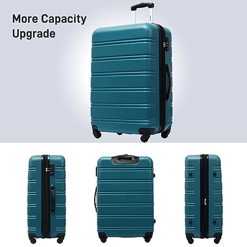 Versatile 3-Piece Hardshell Luggage Set for Travel, Lightweight ABS Material, Smooth Spinner Wheels, Antique Blue Green2