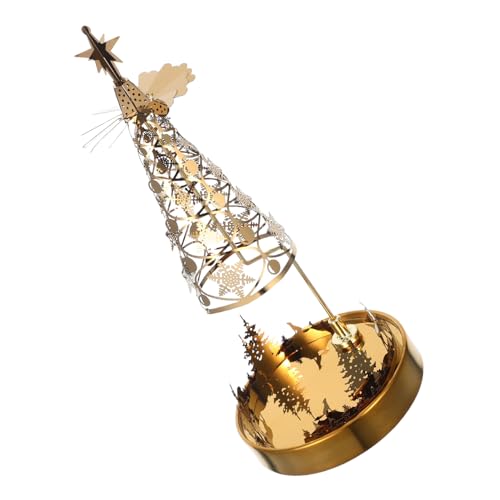 LIFKOME Candelabros Navideños Giratorios De Metal Soporte para Velas De Té Decoración para Fiestas De Navidad y Centro De Mesa