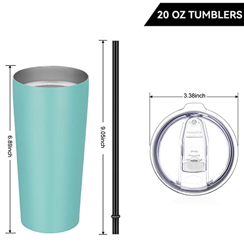 Image of VEGOND 20oz Tumbler Bulk with Lid and Straw 12 Pack, Stainless Steel Vacuum Insulated Tumbler, Double Wall Coffee Cup Travel Mug, River Green