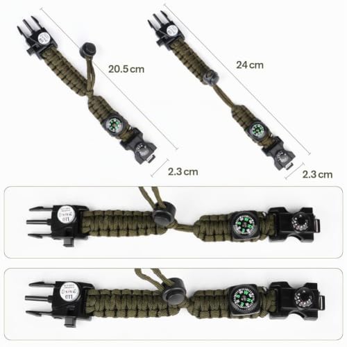 Miniatura 7 de Flintronic Pulseras De Supervivencia Al Aire Libre, 2pcs 8 En 1 Paracord Bracelets, Kit Pulsera Paracord Supervivencia, Camuflaje Supervivencia Pulsera Para Camping Actividades Al Aire Libre