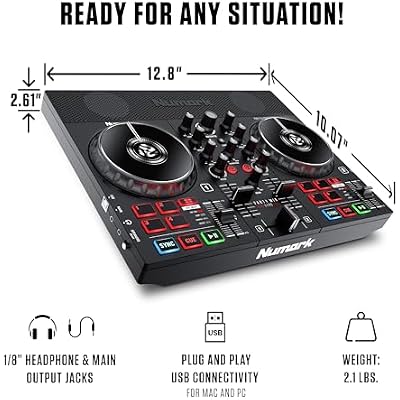 Numark Party Mix Live DJ Controller with Speakers, Lights, 2 Decks, Mixer, Audio Interface and Serato Lite