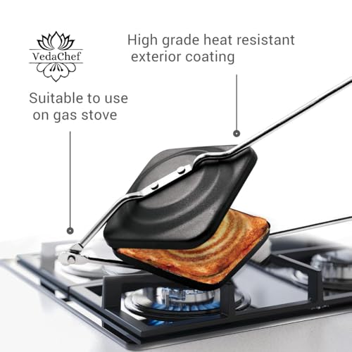 Image of Premium Non-Stick Sandwich Toaster Combo with Nylon Brush | Double-Coated & Durable | Easy to Use | Black