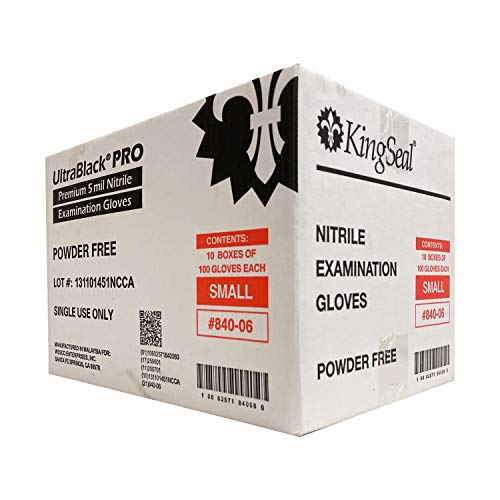image for KingSeal UltraBlack-PRO MEDIUM Nitrile Medical Grade Exam Gloves, Late