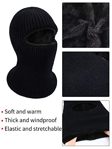 Ski Mask For Men Winter Knitted Full Face Mask Balaclava Hats 1 Hole Ski Mask Fleece For Men Women Winter Favors (Black, Medium) #TOP4