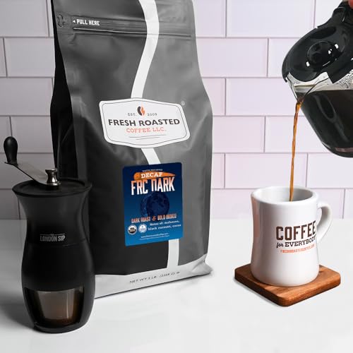Image of Fresh Roasted Coffee, Organic FRC Dark Water-Processed Decaf Drip Ground Coffee, Dark Roast, USDA Organic, Kosher, 5 lb (80 oz)
