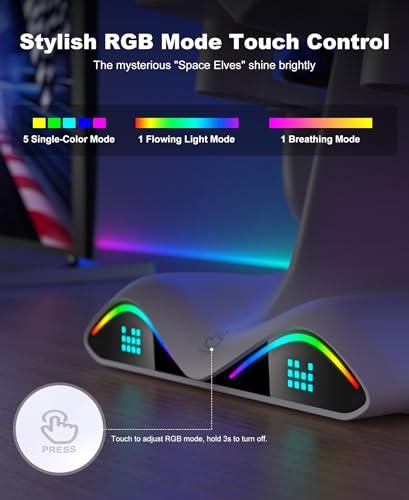 Image of DXKK Charging Dock for Meta Quest 3 /3S /2, 15W+ Fast Charger with 4 Pack Rechargeable Batteries, 7 LED Light Modes, USB-C Charging Station for Oculus Accessories | Rechargeable Batteries