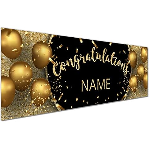 WhatsOnYourWall 6ft x 1 | Personalised Congratulations Banners | Congratulations Decorations | Congratulations Banners | Congratulations Bunting Banner | for Every Occasion | Black Gold Party Cover