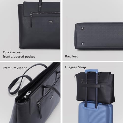 Image of Premium Women's Laptop Tote Bag | Handcrafted Leatherette Shoulder Handbag | 2 Pocket Stylish Office & Casual Carry Bag