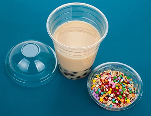 Image of •GOLDEN APPLE Cup series, 16oz Clear Plastic cups +4oz insert with Dome lids No hole 50sets, (50cups +50insert + 50 Dome lids)