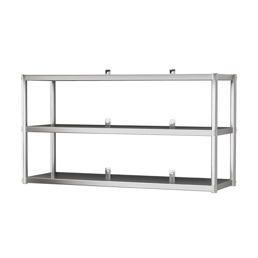 Edelstahl Wand Regale, Wandmöbel Plat Organisation Regal, Schwerlast Schwebend Hängend Montieren Lagerung Gestell Für Restaurant Bar Heim Küche (Farbe : Silver, Größe : 90x40x75cm)