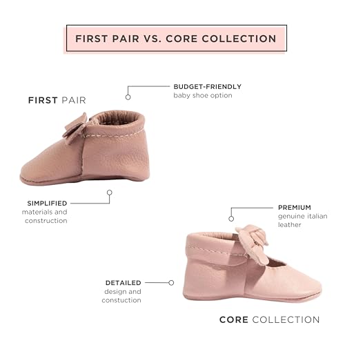 Freshly Picked First Pair Bow Moccasins for Infant Girls - Leather Baby Moccasins - Soft Sole, Barefoot Shoes3