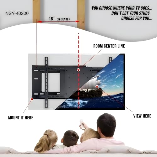 NSY Audio Long Arm TV Wall Mount with 28 Inch Extension, Full Motion Articulating TV Bracket for 75 Inch TVs, Lateral Sliding for Perfect Centering on 16" Studs, Max VESA 600x400mm, Holds up to 80lbs — view 5