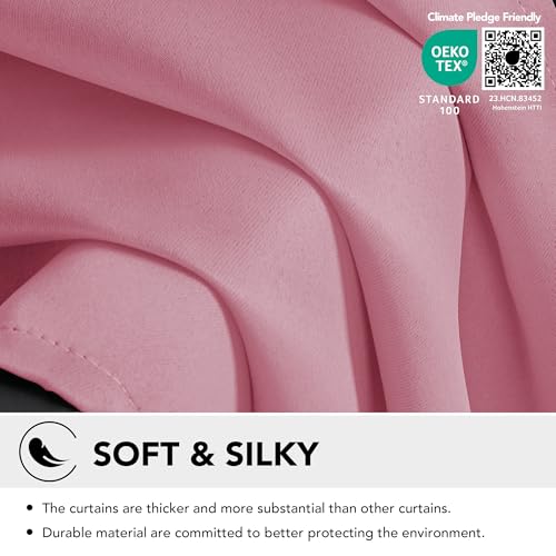 Image of Deconovo Pink Blackout Curtains Solid Thermal Insulated Eyelet Curtains for Nursery 46 x 54 Inch Pink 2 Panels