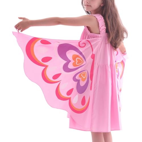 WELAKEN Kid Girls Butterfly Wings Dress - Toddler Cotton Sleeveless Fairy Sundress with Pockets