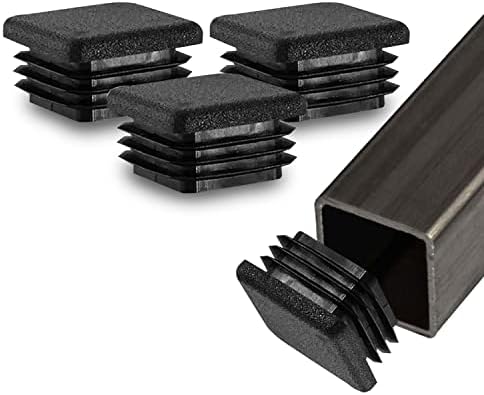 Prescott Plastics 1 1/4” (31.75 mm) Square Plastic Hole Plugs, Inserts, Black End Caps for Metal Tubes, Hardware Plugs, Fences, Glide Protection from Chair Legs, Furniture (20 Pack)