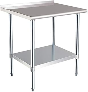 AmazonCommercial NSF Stainless-Steel Workbench with Backsplash - 61 x 92 cm