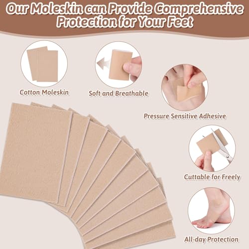 Image of Shynek 45 Sheets Moleskin Tape, Moleskin for Feet, Moleskin for Blisters, Adhesive Mole Skin Patch for Shoes, Blister Prevention Padding, Moleskin Tape for Boots Hiking Reduce Friction Pain (Brown)