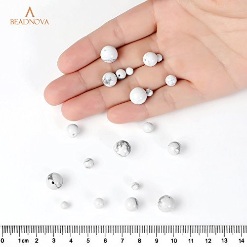 Image of Beadnova High Quality Natural Gemstone Gem Round Loose Jewelry Findings Beads For Bracelet Necklace Various Size 09) White Howlite Round Beads /10mm AD