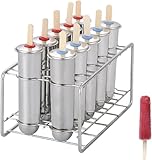 10-Piece Stainless Steel Popsicle Mold Set with Stand, Seamless Welded Rust-Proof Ice Cream Maker for Home & Commercial Use