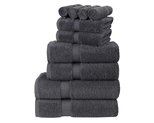 Image of La Maison 100% Egyptian Cotton 600GSM Superior Towel Bale Set Face Hand Towel Bath Towel 10 Piece Super Soft Everyday Use (Charcoal)