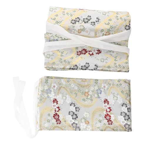 Ceinture Japonaise Jacquard Floral Beige à Coussin Lombaire